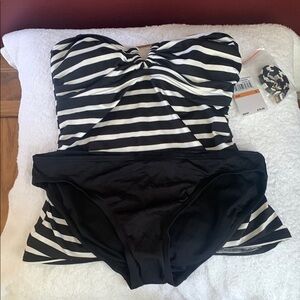 Michael Kors Black and White Striped Bandini